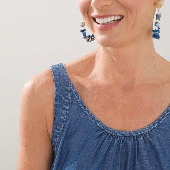 NWT Chico’s Tencel Tie Dye Maxi Tank Dress Blue Size 00 (XS) - Picture 5 of 13